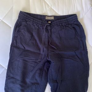 POINT SUR J Crew Linen Blend Cropped Jogger Pants Navy 12T